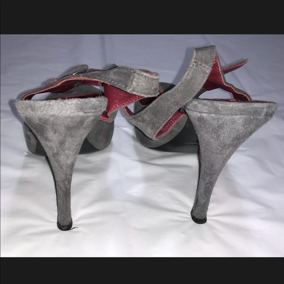 Lesilla High Heels AnkleStrap Sz7 Gray Suede - Picture 7 of 8